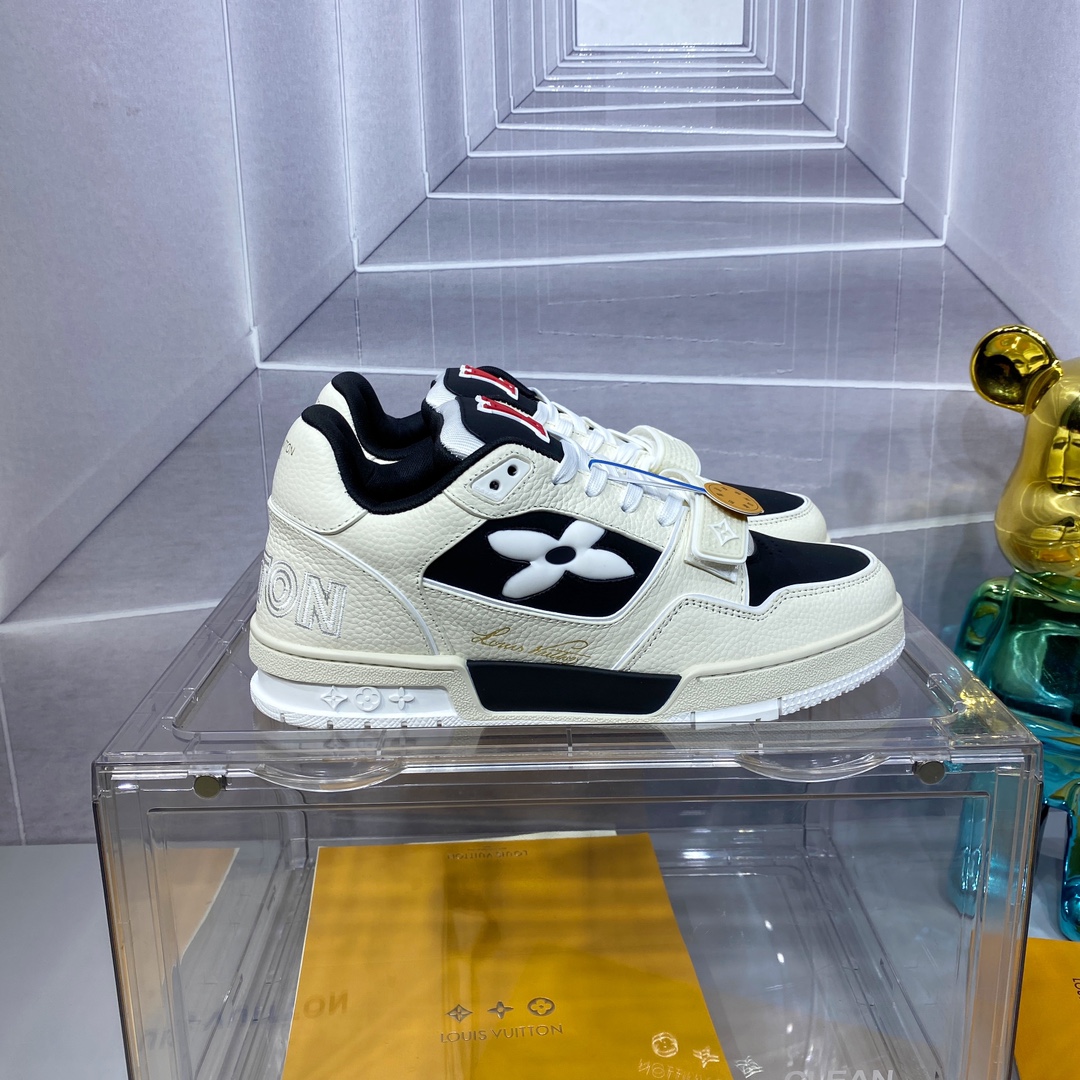 LV 高仿 Trainer 黑白紅魔鬼氈運動鞋 潮流百搭款｜歐美奢侈品精品推薦
