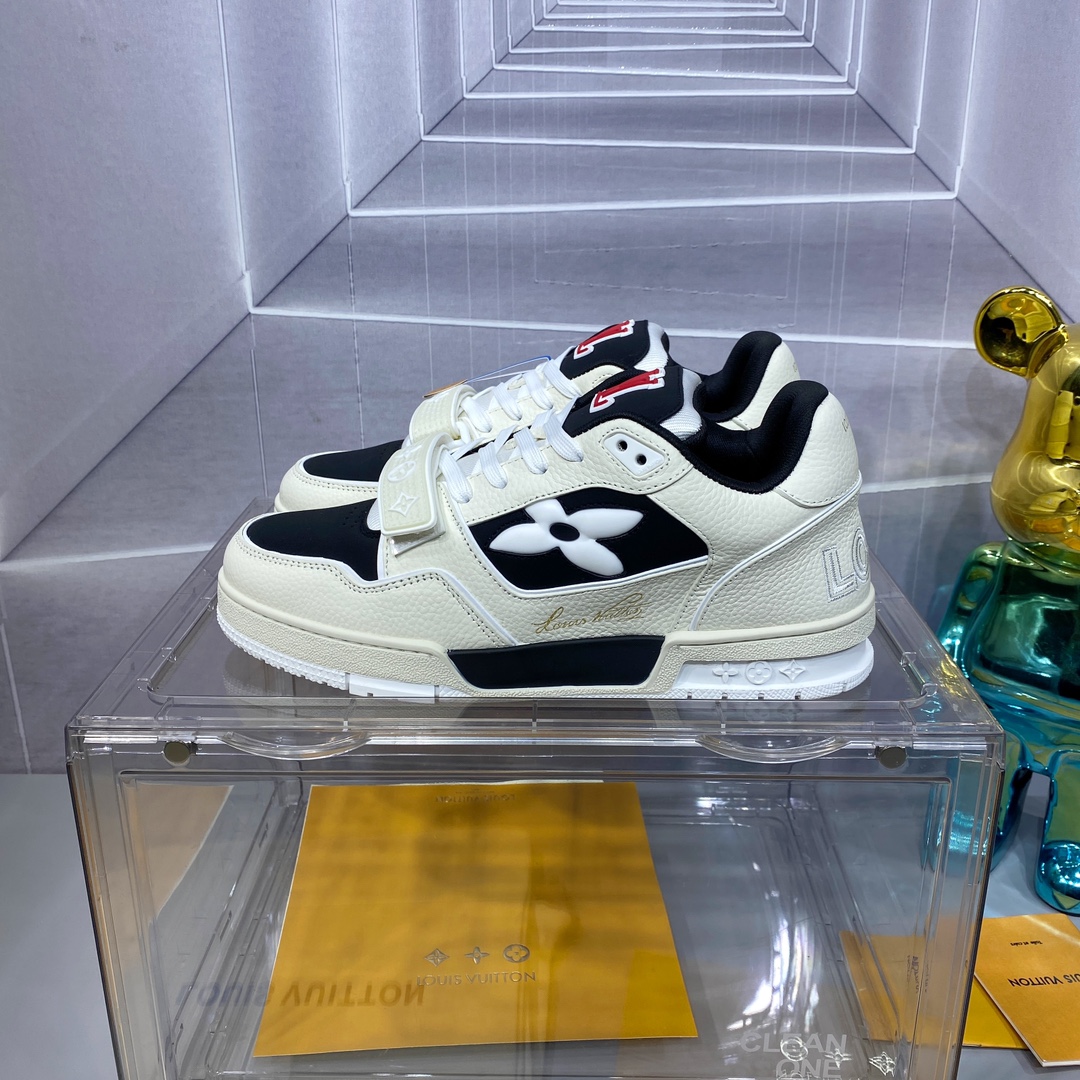 LV 高仿 Trainer 黑白紅魔鬼氈運動鞋 潮流百搭款｜歐美奢侈品精品推薦