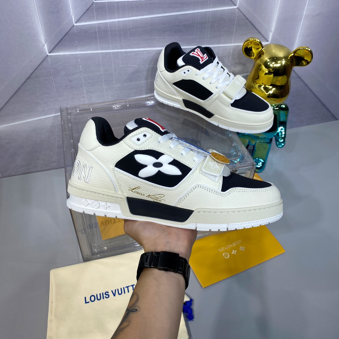 LV 高仿 Trainer 黑白紅魔鬼氈運動鞋 潮流百搭款｜歐美奢侈品精品推薦