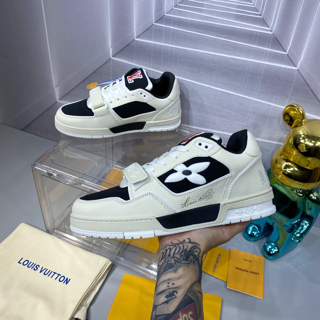 LV 高仿 Trainer 黑白紅魔鬼氈運動鞋 潮流百搭款｜歐美奢侈品精品推薦