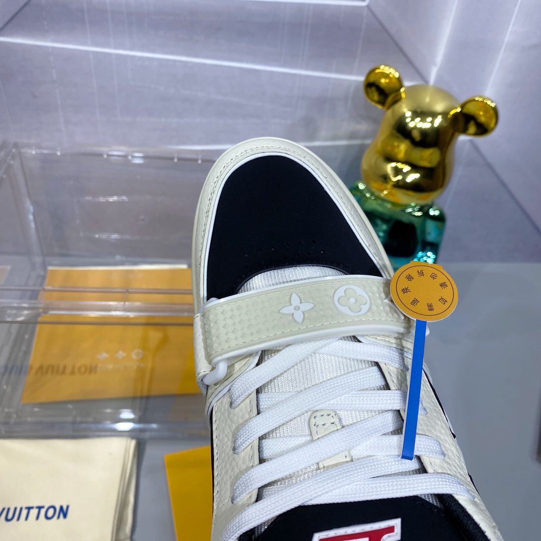 LV 高仿 Trainer 黑白紅魔鬼氈運動鞋 潮流百搭款｜歐美奢侈品精品推薦