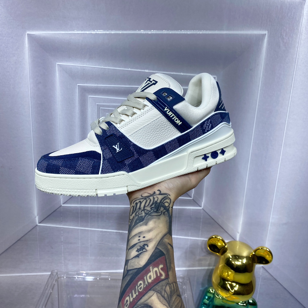 LV 一比一 Trainer 白藍拼接運動鞋 清爽百搭款｜歐美奢侈品精品推薦
