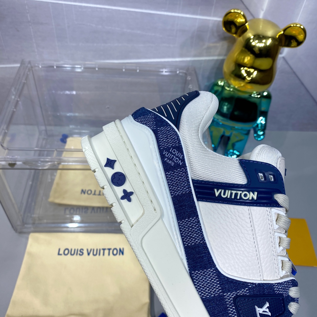 LV 一比一 Trainer 白藍拼接運動鞋 清爽百搭款｜歐美奢侈品精品推薦