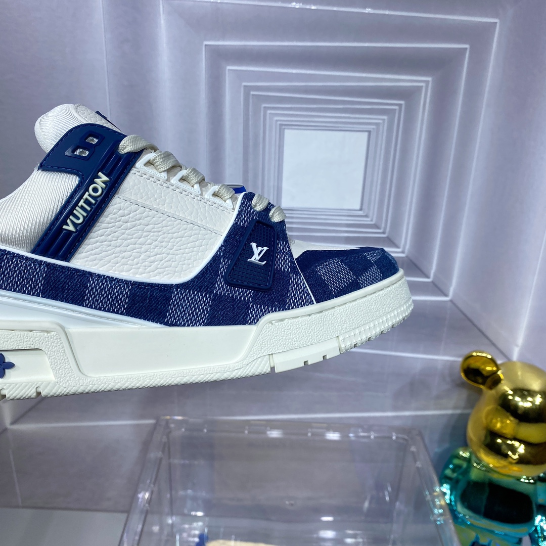 LV 一比一 Trainer 白藍拼接運動鞋 清爽百搭款｜歐美奢侈品精品推薦