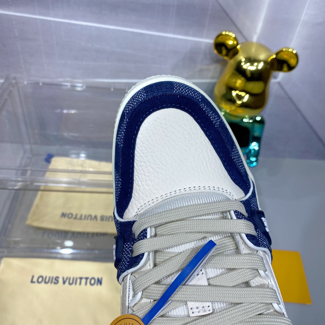 LV 一比一 Trainer 白藍拼接運動鞋 清爽百搭款｜歐美奢侈品精品推薦