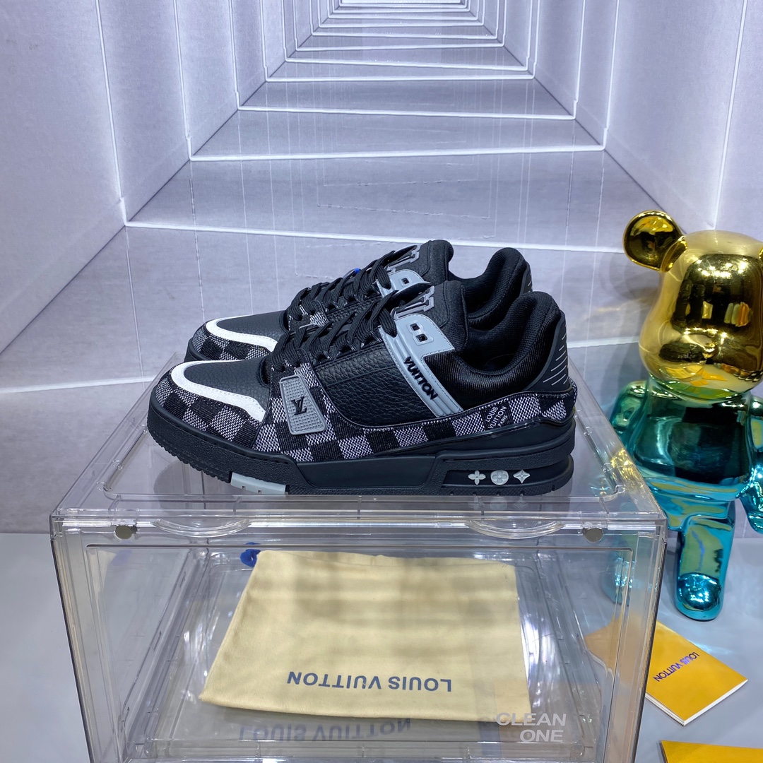 LV 精品仿製 Trainer 黑灰格紋運動鞋 低調時尚款｜歐美奢侈品精品推薦