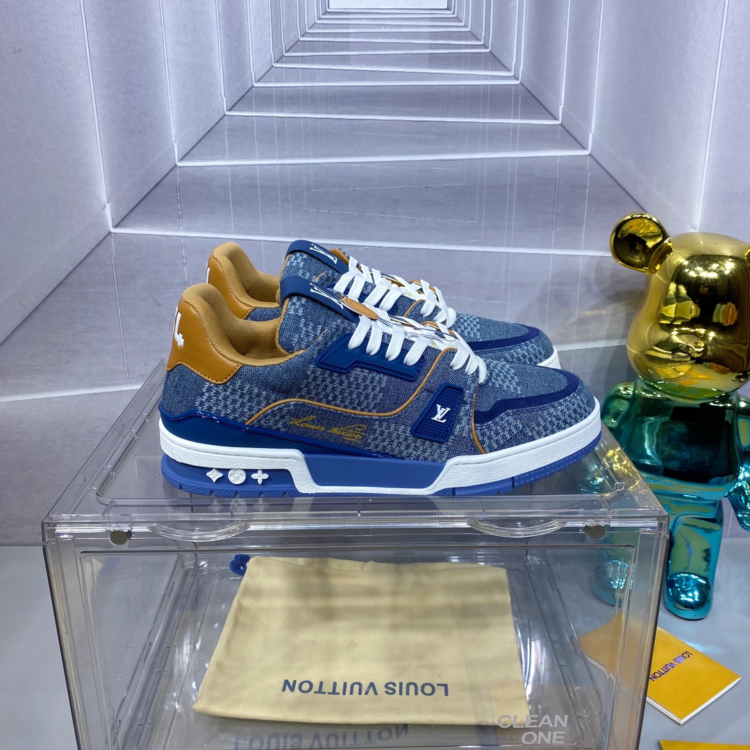 LV 一比一 Trainer 牛仔藍運動鞋 時尚休閒風｜歐美奢侈品精品推薦