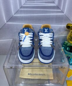 LV 一比一 Trainer 牛仔藍運動鞋 時尚休閒風