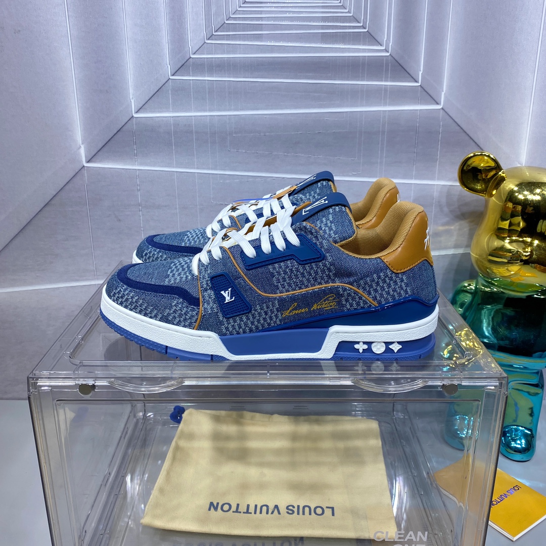 LV 一比一 Trainer 牛仔藍運動鞋 時尚休閒風｜歐美奢侈品精品推薦