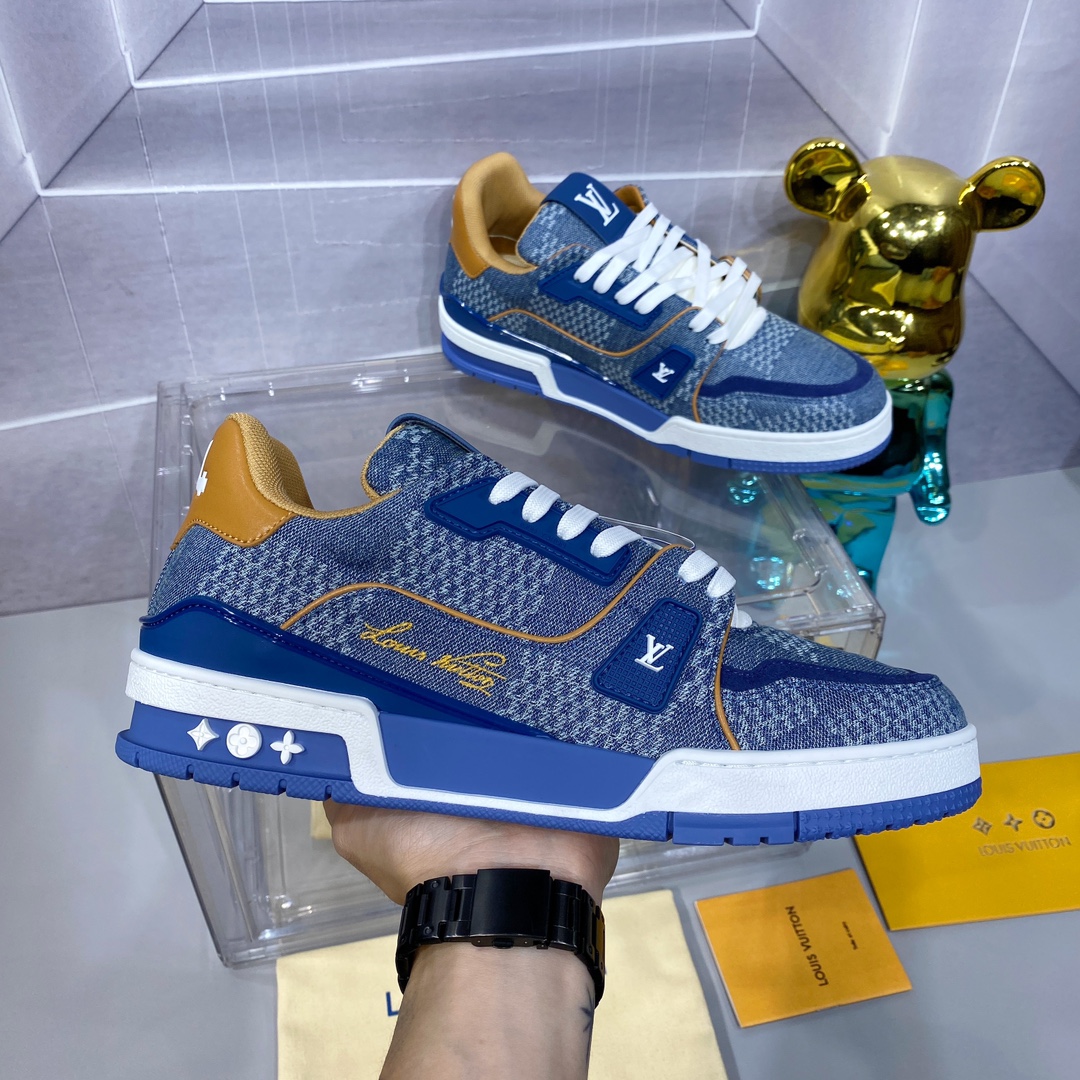 LV 一比一 Trainer 牛仔藍運動鞋 時尚休閒風｜歐美奢侈品精品推薦