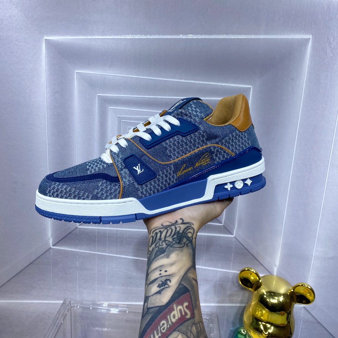 LV 一比一 Trainer 牛仔藍運動鞋 時尚休閒風｜歐美奢侈品精品推薦