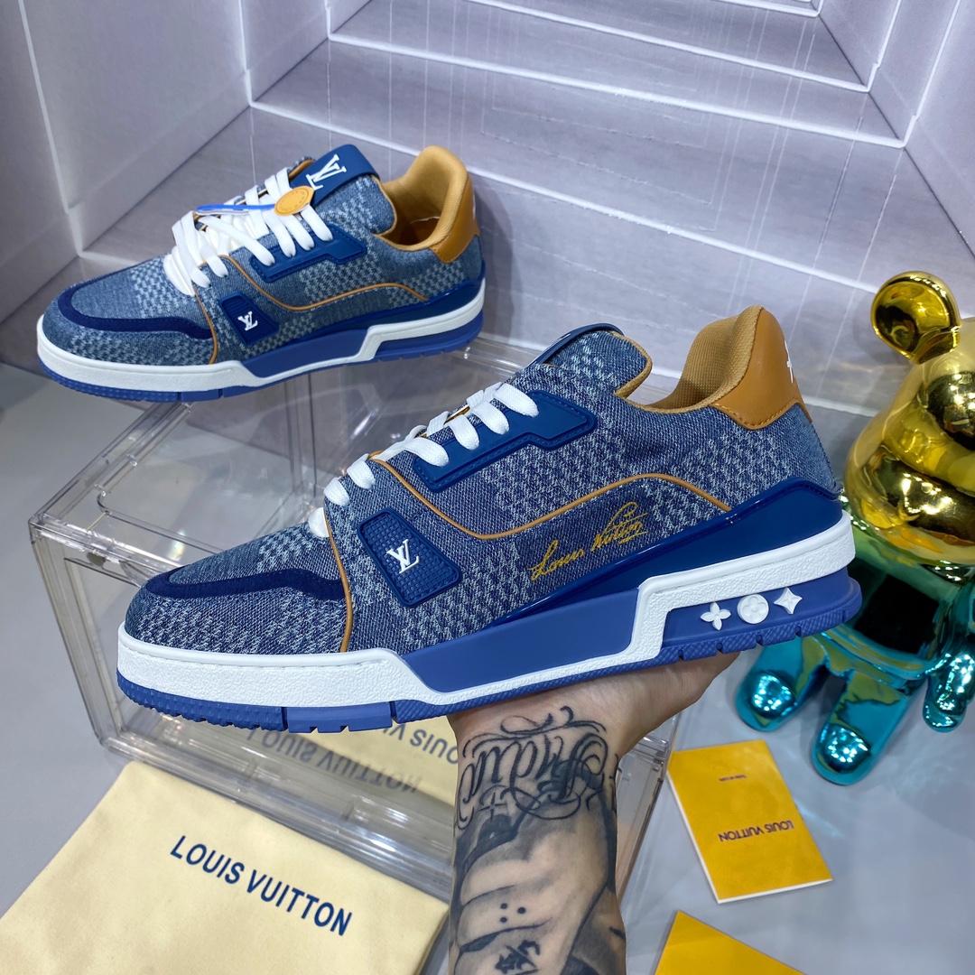 LV 一比一 Trainer 牛仔藍運動鞋 時尚休閒風｜歐美奢侈品精品推薦