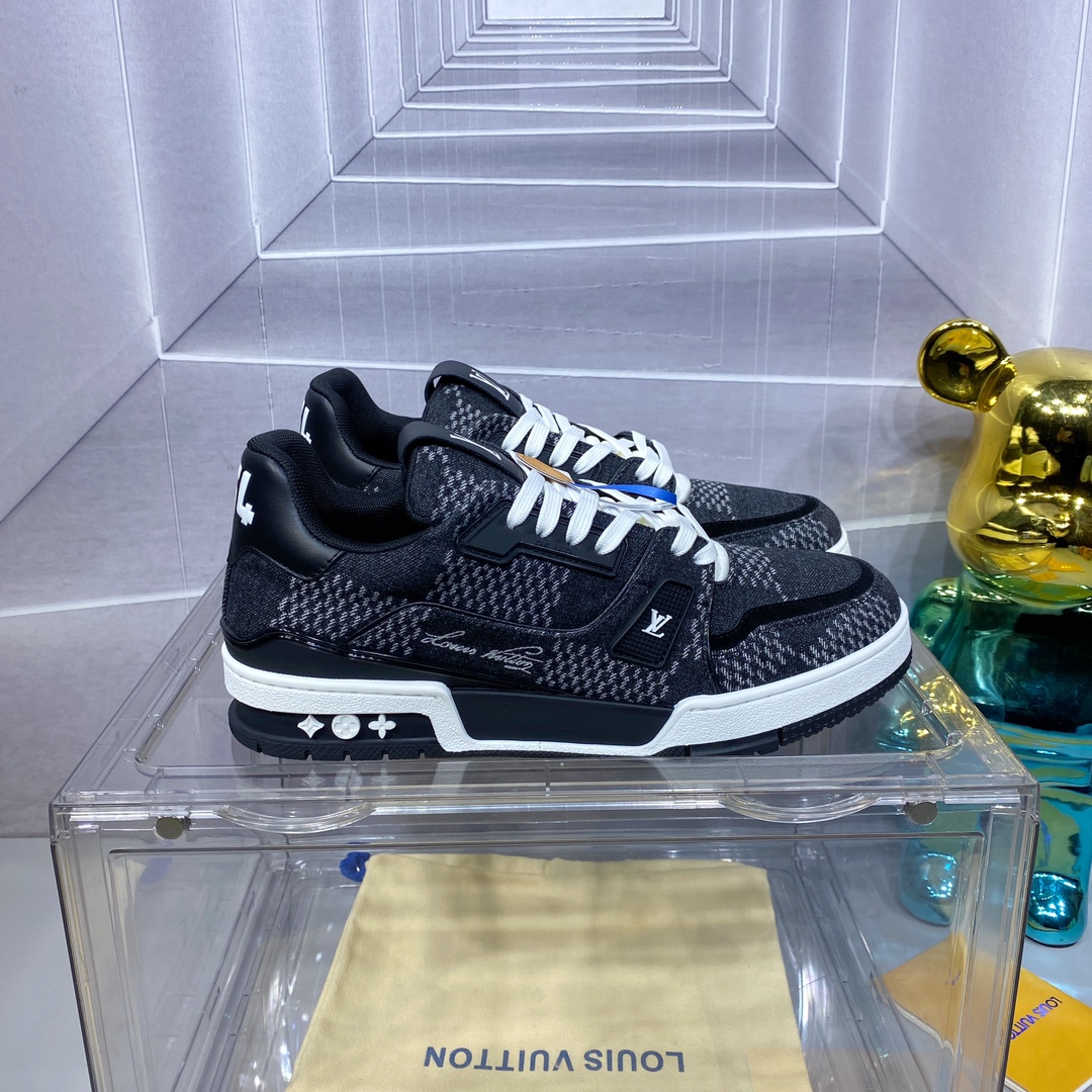LV 原單 Trainer 黑灰丹寧運動鞋 經典百搭款｜歐美奢侈品精品推薦