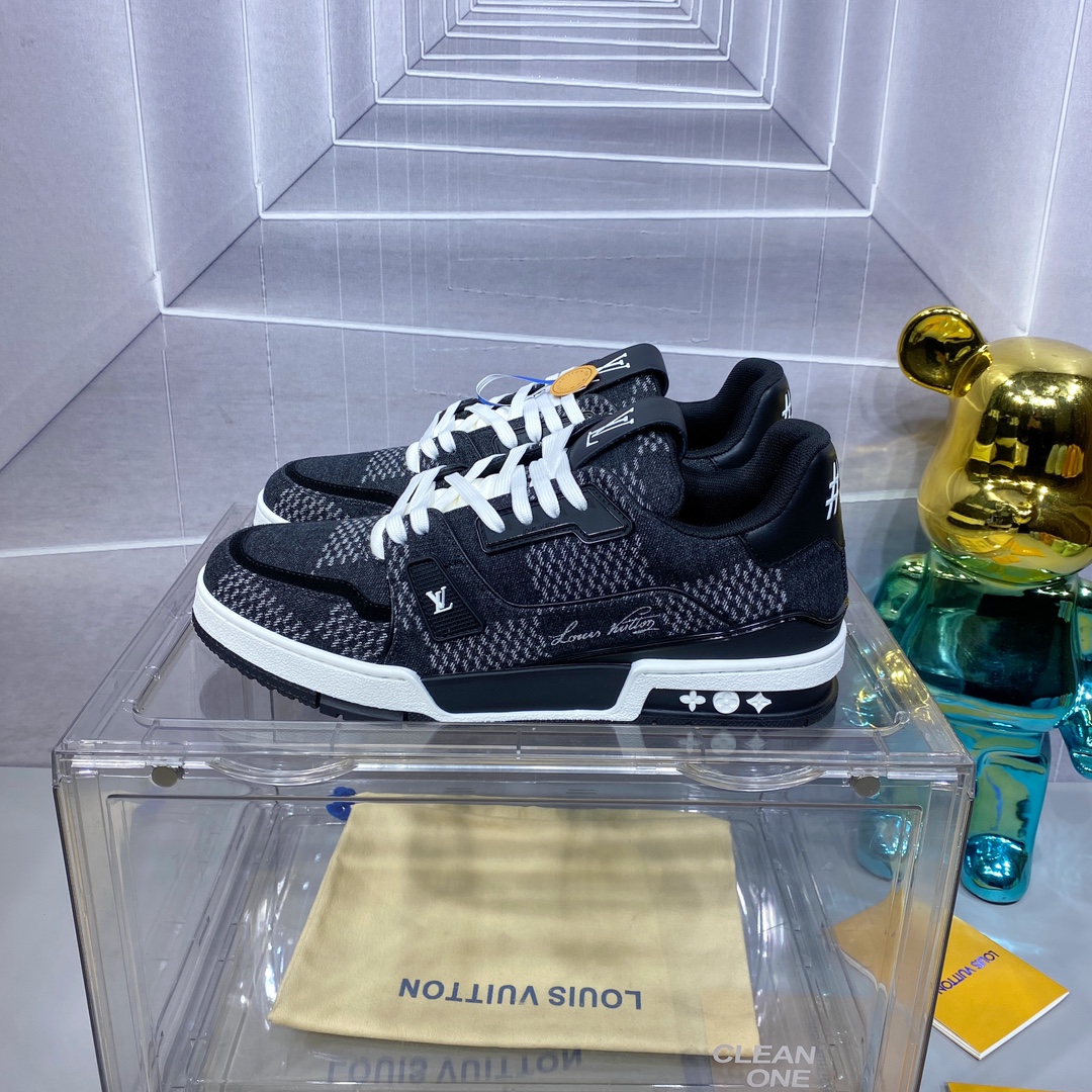 LV 原單 Trainer 黑灰丹寧運動鞋 經典百搭款｜歐美奢侈品精品推薦