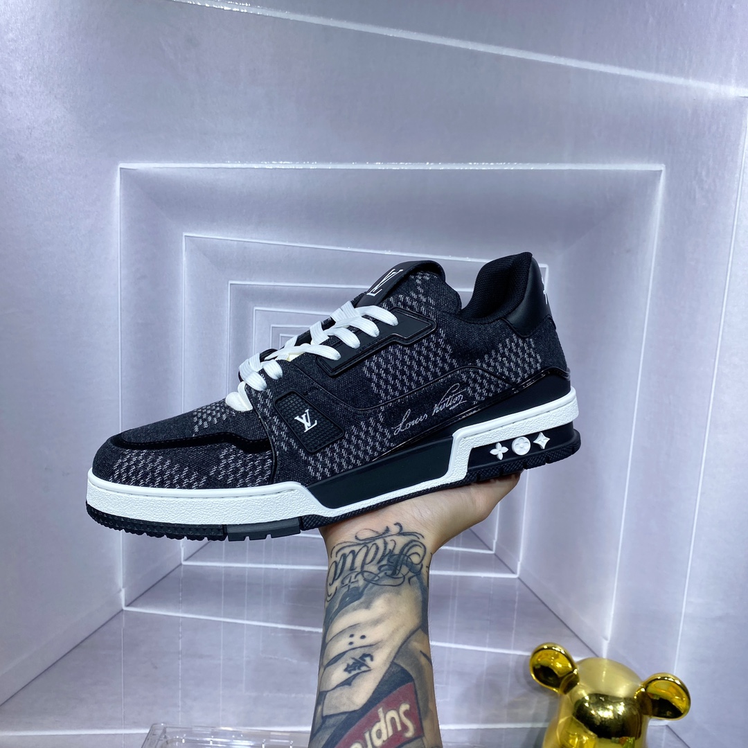 LV 原單 Trainer 黑灰丹寧運動鞋 經典百搭款｜歐美奢侈品精品推薦
