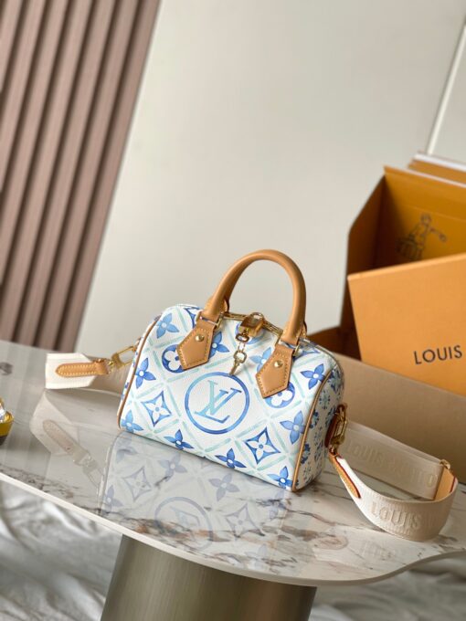 LV 一比一 Monogram 手提包 優雅藍白花紋 經典百搭款