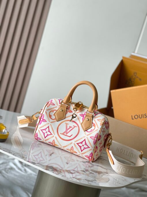 LV 高仿 Monogram 手提包 粉橘撞色 優雅時尚款