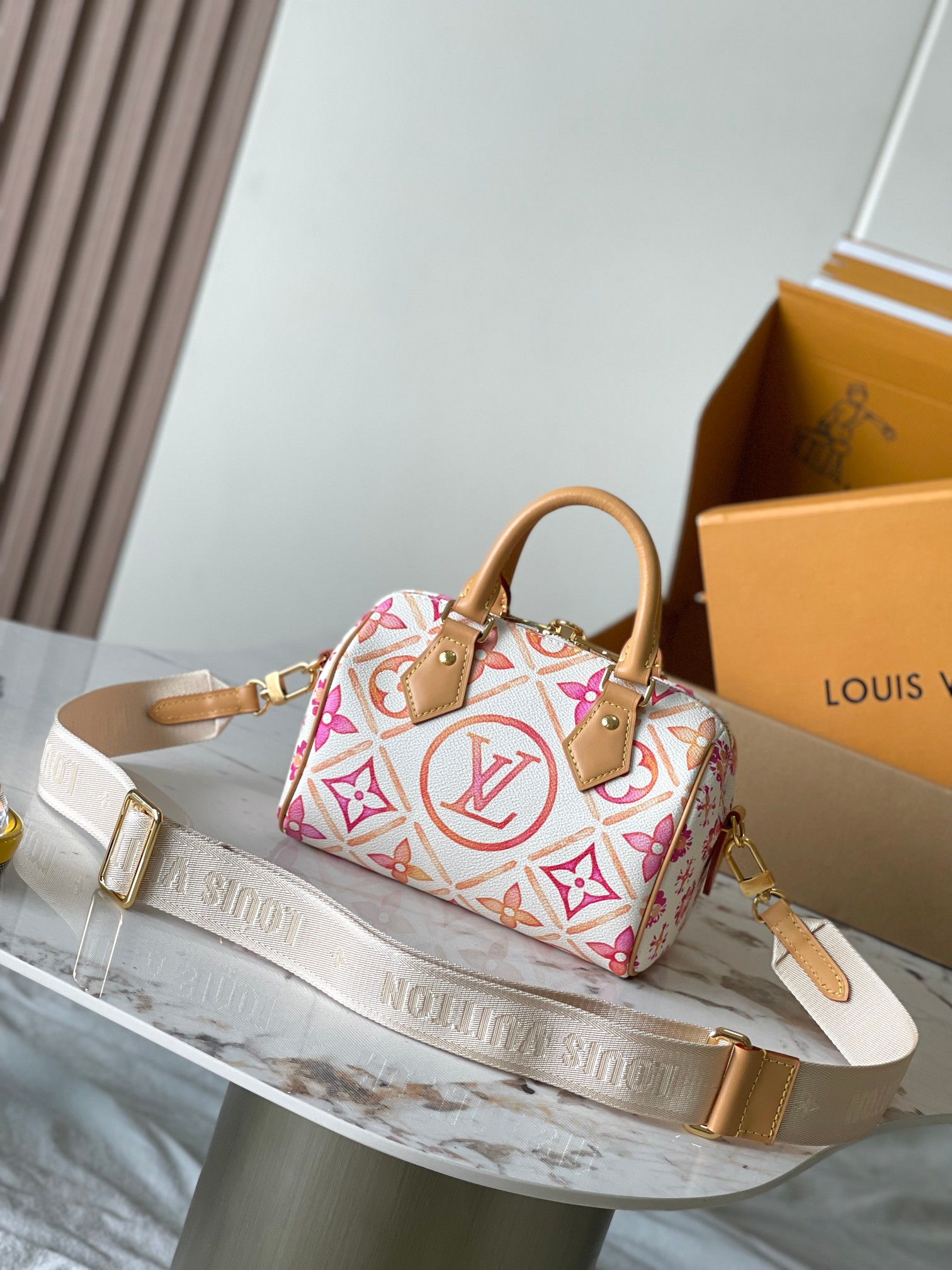 LV 高仿 Monogram 手提包 粉橘撞色 優雅時尚款｜歐美奢侈品精品推薦