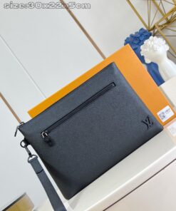 LV A貨 男士手拿包 黑色皮革 時尚百搭