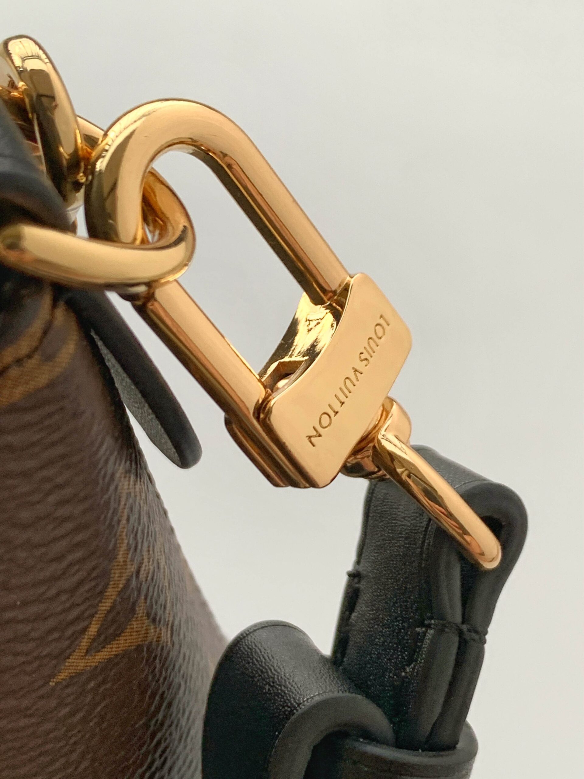 LV 高仿 Monogram 鏈條肩背包 黑色拼皮款｜歐美奢侈品精品推薦