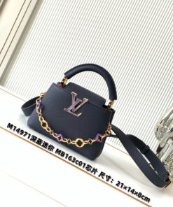 LV 原單 深藍色手提包 金鏈條裝飾 百搭小巧款