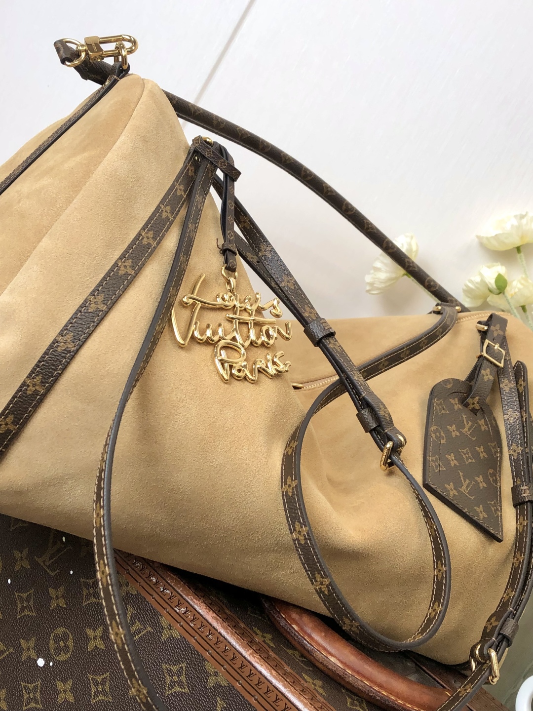 LV 原單 焦糖色麂皮旅行包 Monogram肩帶｜歐美奢侈品精品推薦