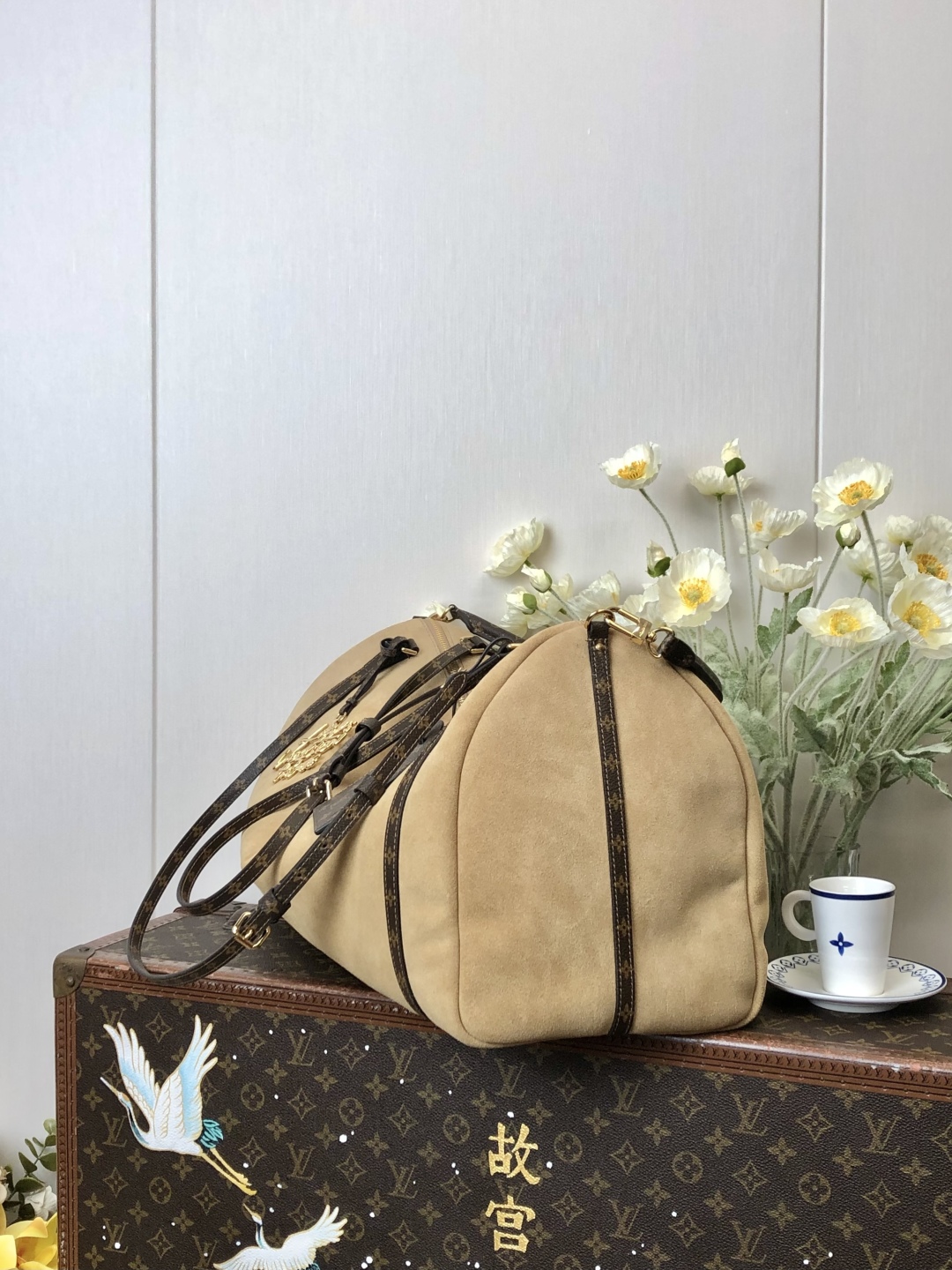 LV 原單 焦糖色麂皮旅行包 Monogram肩帶｜歐美奢侈品精品推薦