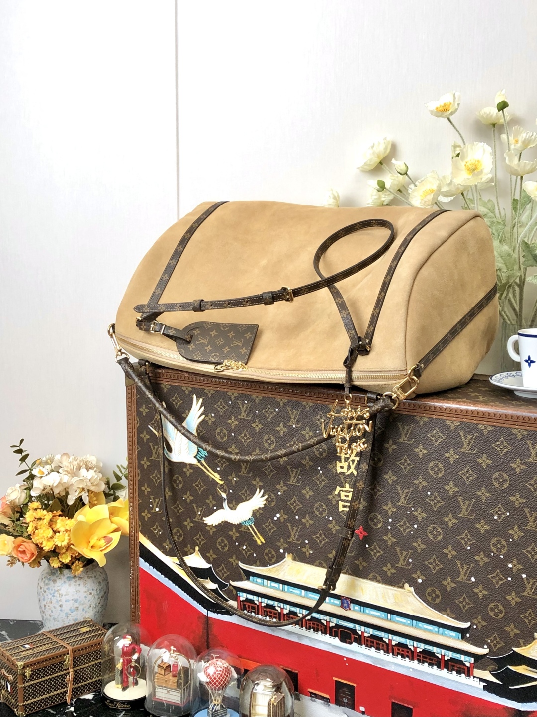 LV 原單 焦糖色麂皮旅行包 Monogram肩帶｜歐美奢侈品精品推薦