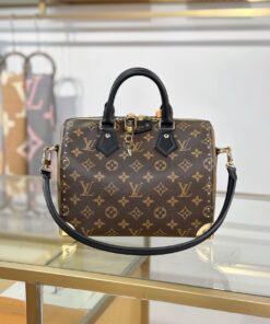 LV 一比一 Speedy Monogram手袋 黑色手柄點綴