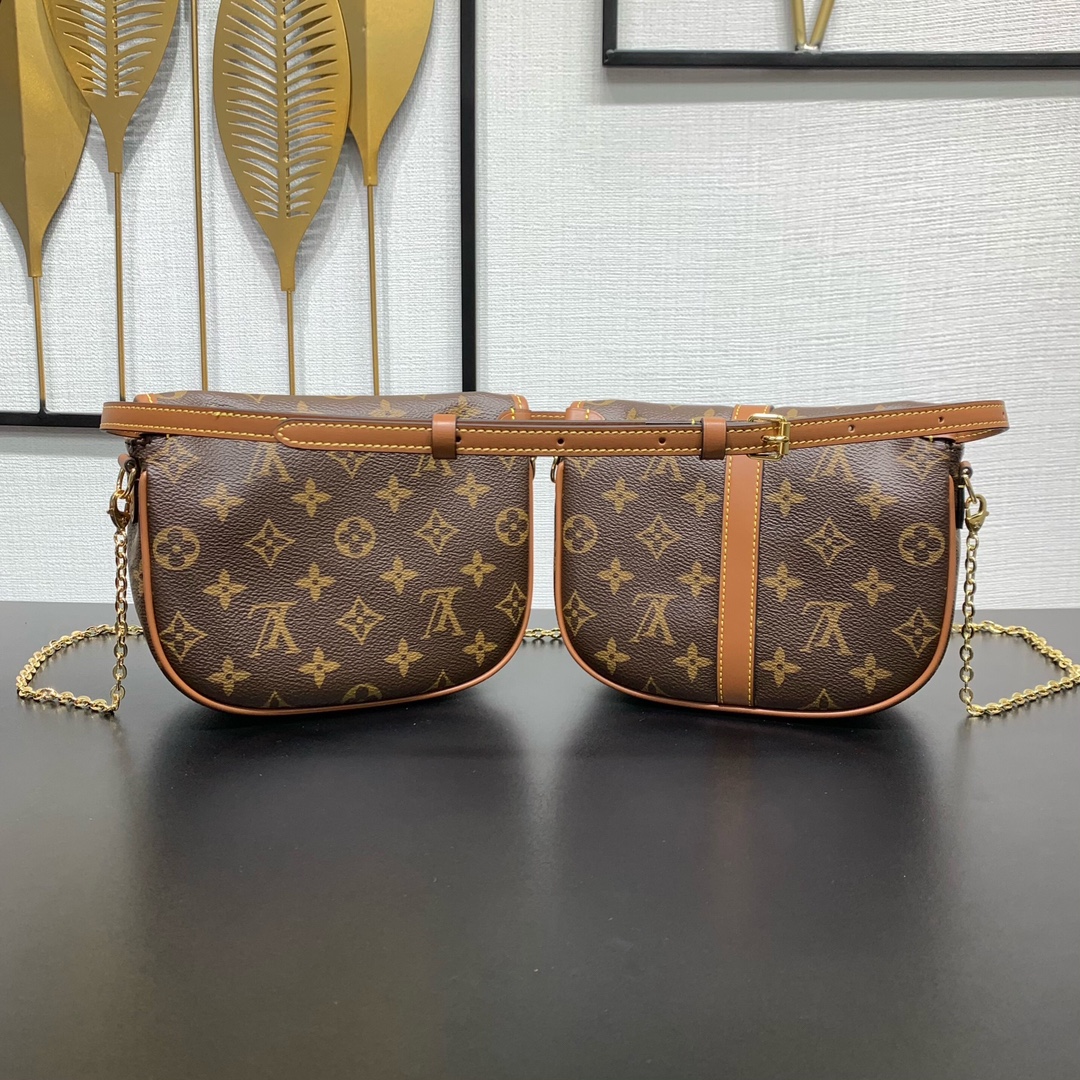 LV 一比一 Saumur Monogram 小號斜挎包 復古雙袋設計｜歐美奢侈品精品推薦