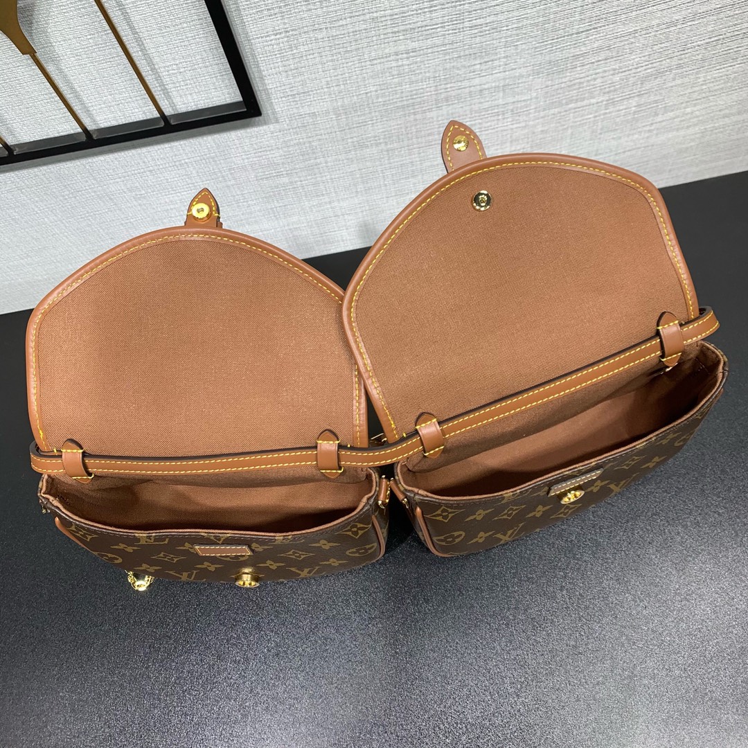 LV 一比一 Saumur Monogram 小號斜挎包 復古雙袋設計｜歐美奢侈品精品推薦