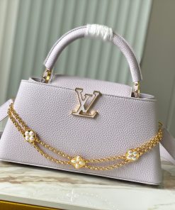 LV A貨淡紫色金鏈花飾手提包 大號優雅百搭款