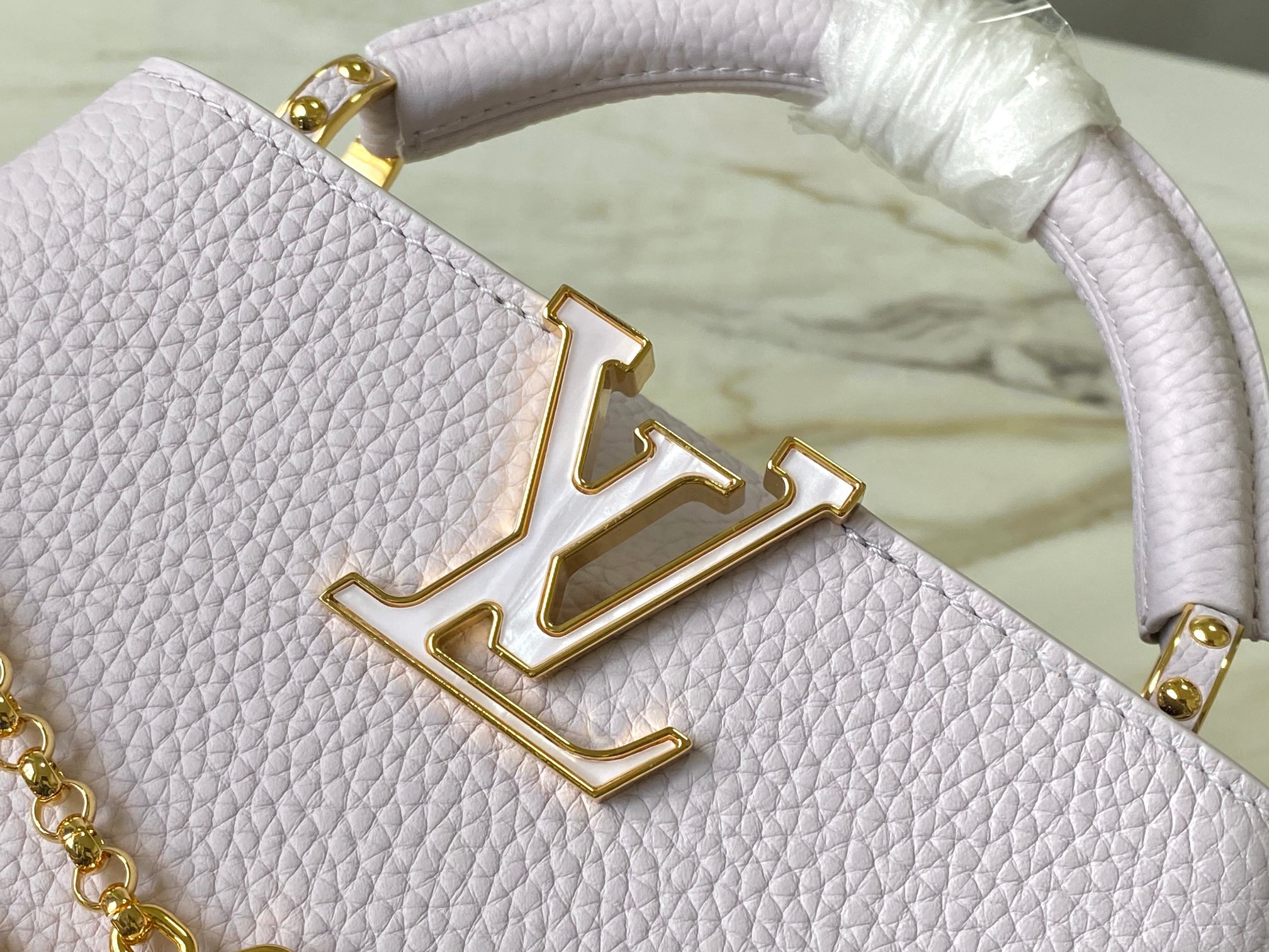 LV 高仿淡紫色花鏈裝飾手提包 優雅百搭名媛款｜歐美奢侈品精品推薦