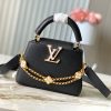 LV 高仿黑色金鏈花飾手提包 小號時尚優雅款｜歐美奢侈品精品推薦
