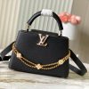 LV 精品仿製黑色金鏈花飾手提包 中號典雅百搭款｜歐美奢侈品精品推薦
