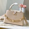 LV 高仿 Capucines 米白色手提包 金鏈裝飾款｜歐美奢侈品精品推薦