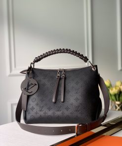 LV A貨 Mahina 黑色手提包 編織手柄斜挎款