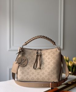 LV 精品仿製 Mahina 米色手提包 編織手柄斜挎款