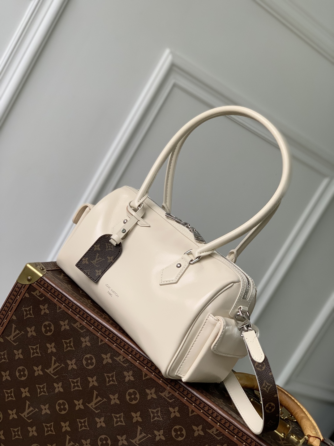 LV 高仿 白色手提包 經典拼接優雅款｜歐美奢侈品精品推薦