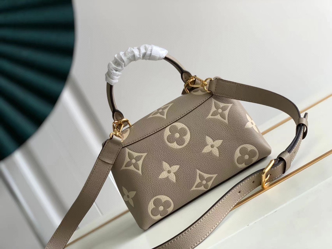 LV 原單 Monogram壓紋鎖扣手提包 米駝色金扣款｜歐美奢侈品精品推薦