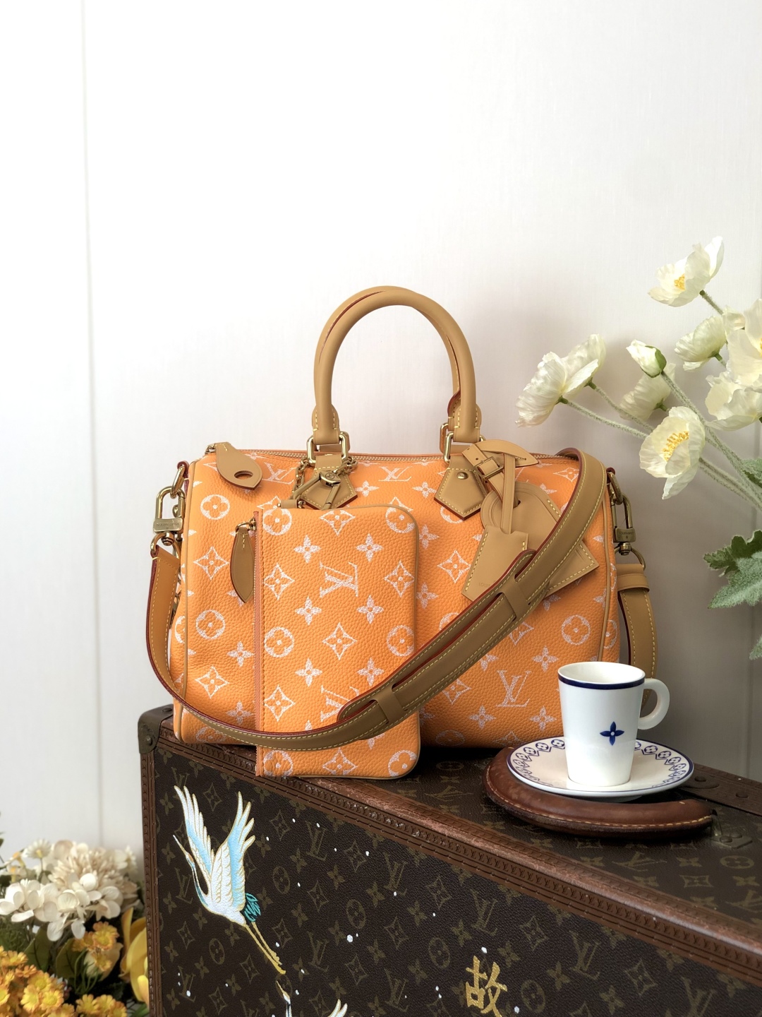 LV 高仿波士頓包 M14064 橘色Monogram 手提斜背款｜歐美奢侈品精品推薦