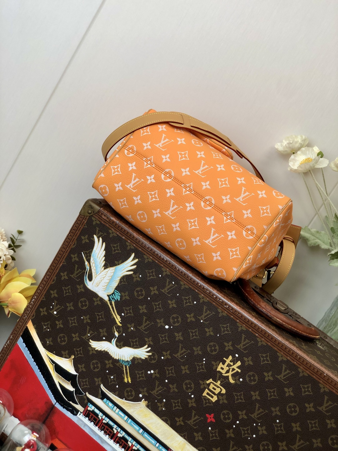 LV 高仿波士頓包 M14064 橘色Monogram 手提斜背款｜歐美奢侈品精品推薦