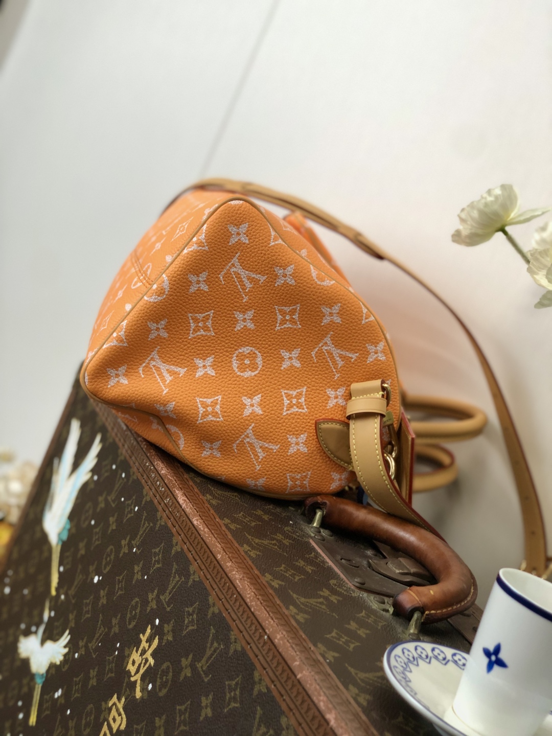 LV 高仿波士頓包 M14064 橘色Monogram 手提斜背款｜歐美奢侈品精品推薦