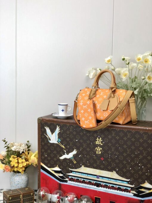 LV 高仿波士頓包 M13912 橘色Monogram 手提旅行款