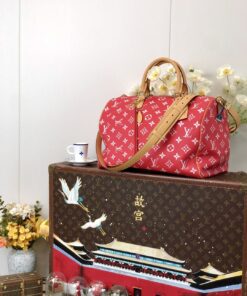 LV 高仿波士頓包 M24420 紅色Monogram 大容量旅行款