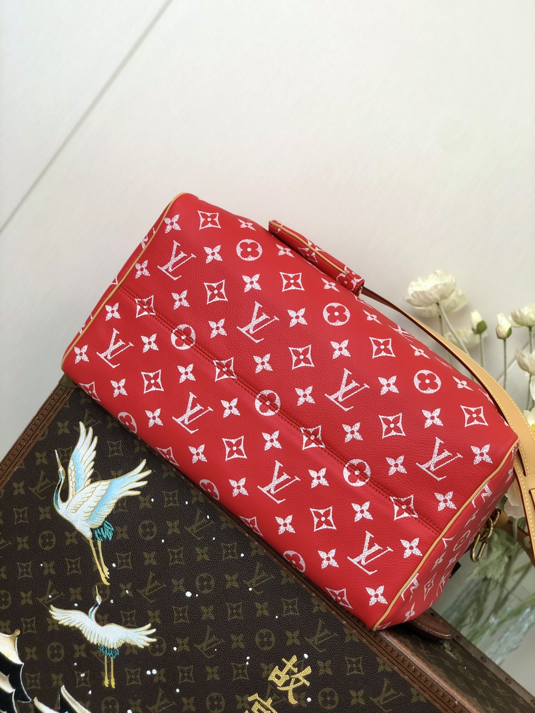 LV 高仿波士頓包 M24420 紅色Monogram 大容量旅行款｜歐美奢侈品精品推薦