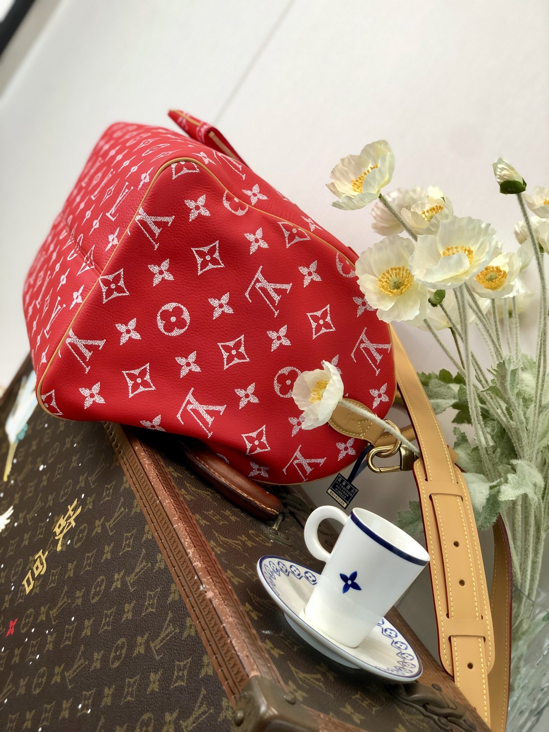 LV 高仿波士頓包 M24420 紅色Monogram 大容量旅行款｜歐美奢侈品精品推薦