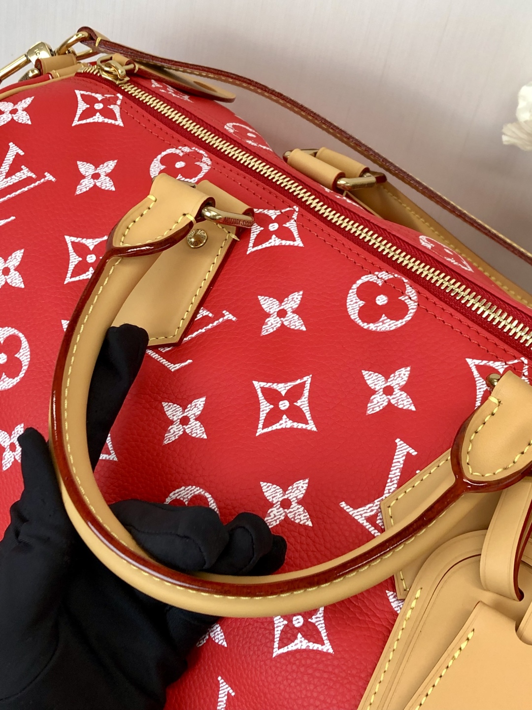 LV 高仿波士頓包 M24420 紅色Monogram 大容量旅行款｜歐美奢侈品精品推薦