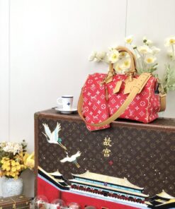 LV 高仿波士頓包 M24429 紅色Monogram 鮮明旅行手提款