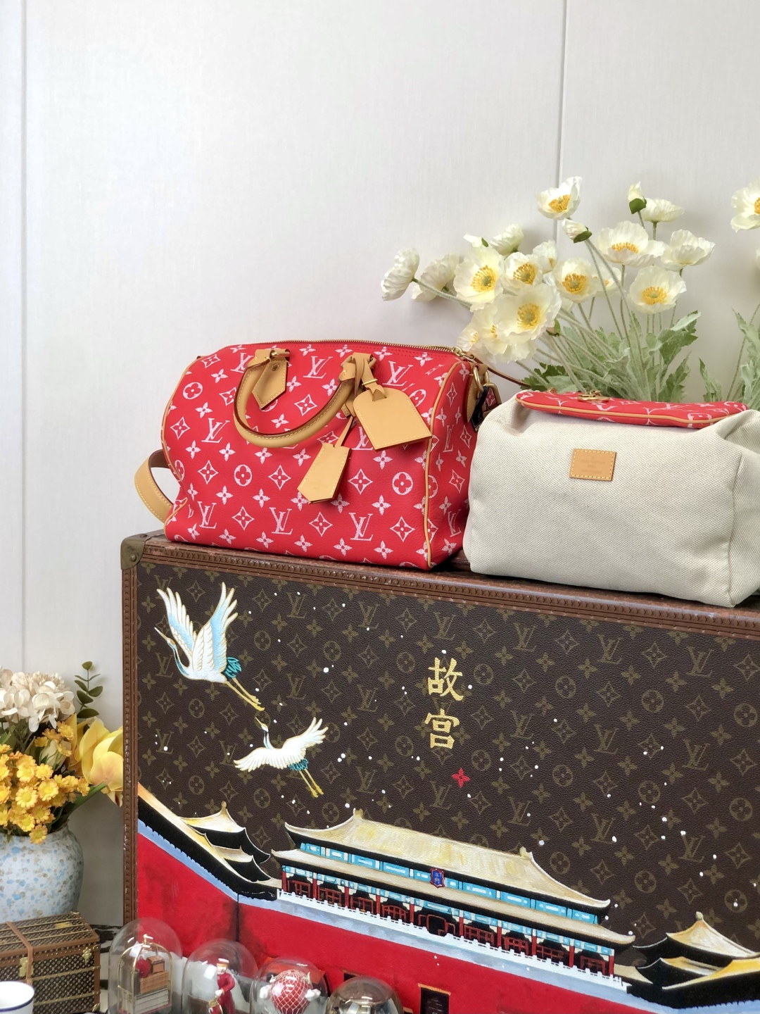 LV 高仿波士頓包 M24429 紅色Monogram 鮮明旅行手提款｜歐美奢侈品精品推薦